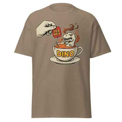 Tea Rex T-Shirt - Funny Dinosaur Pun Tee - Brown Savana - TeeRipple