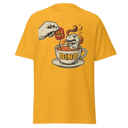 Tea Rex T-Shirt - Funny Dinosaur Pun Tee - Gold - TeeRipple