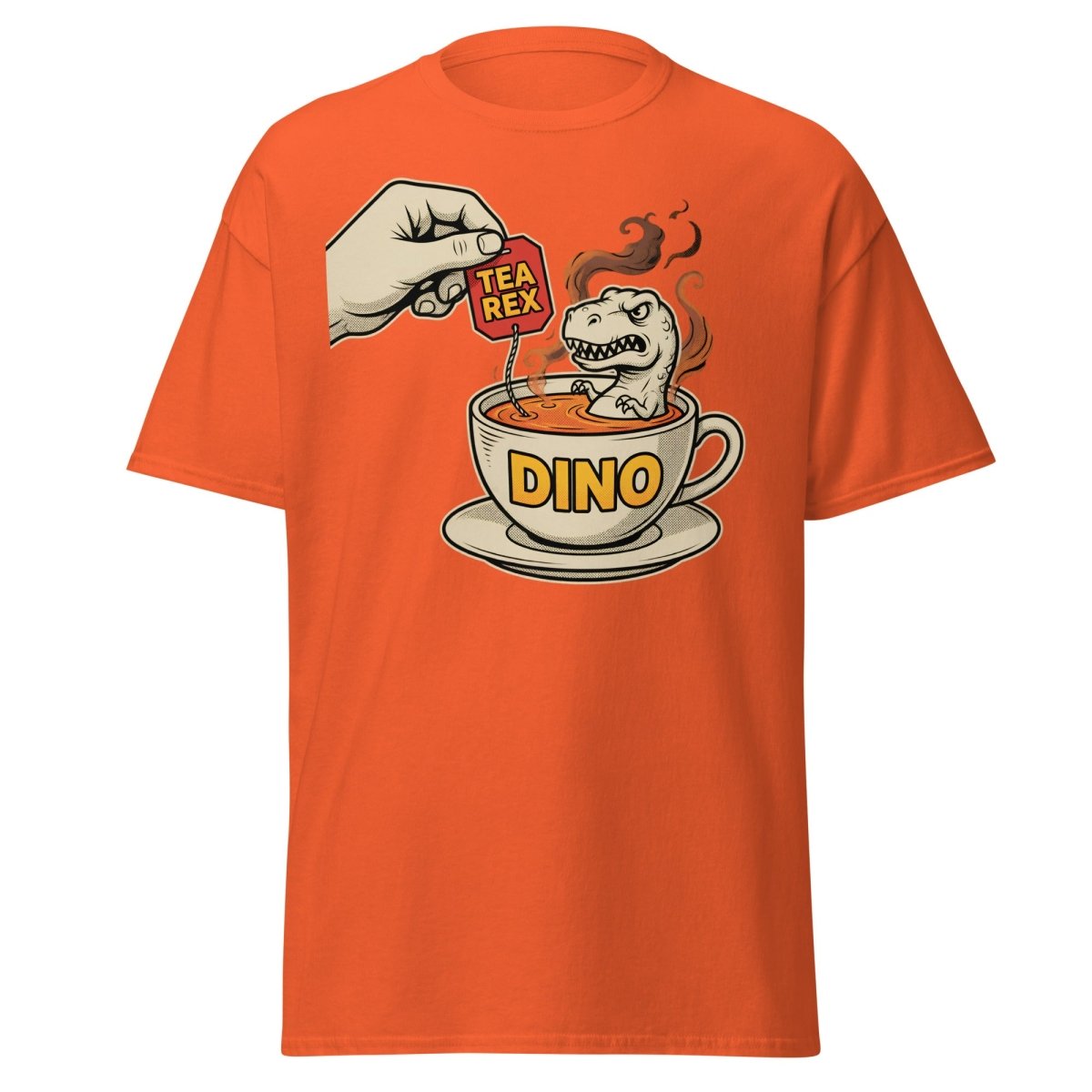 Tea Rex T-Shirt - Funny Dinosaur Pun Tee - Orange - TeeRipple