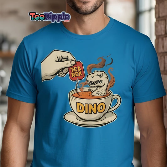 Tea Rex T-Shirt - Funny Dinosaur Pun Tee - Maroon - TeeRipple