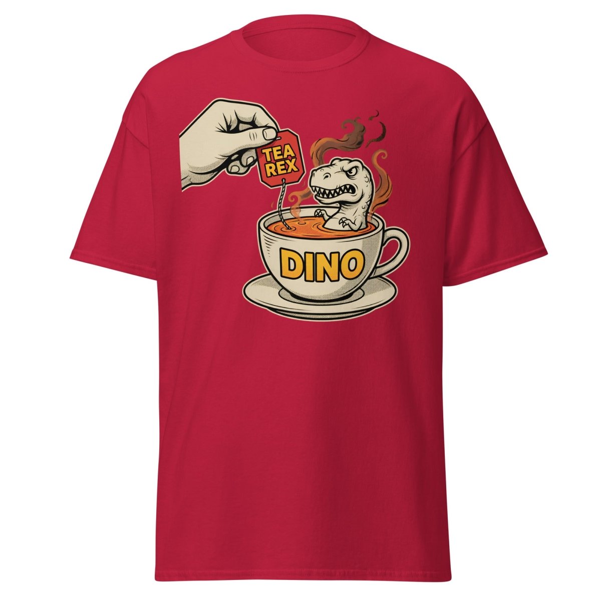 Tea Rex T-Shirt - Funny Dinosaur Pun Tee - Cardinal - TeeRipple