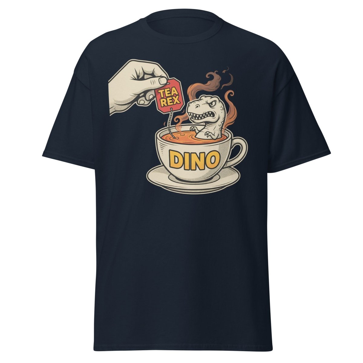 Tea Rex T-Shirt - Funny Dinosaur Pun Tee - Navy - TeeRipple