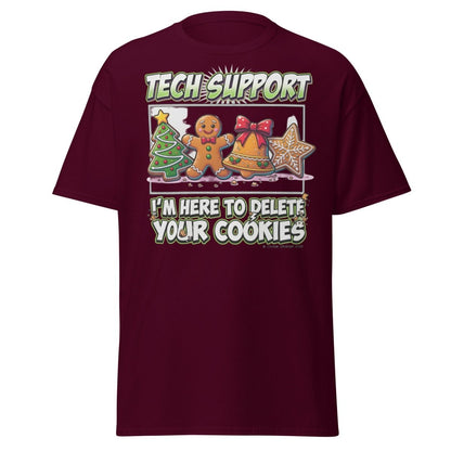 Tech Support Delete Your Cookies Funny Christmas T-Shirt - Maroon - TeeRipple
