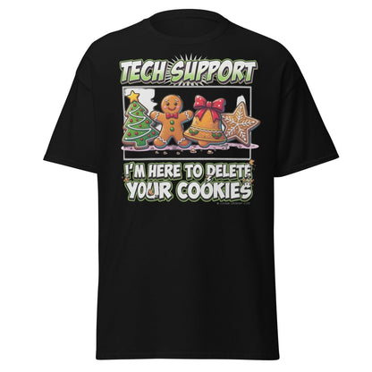 Tech Support Delete Your Cookies Funny Christmas T-Shirt - Black - TeeRipple