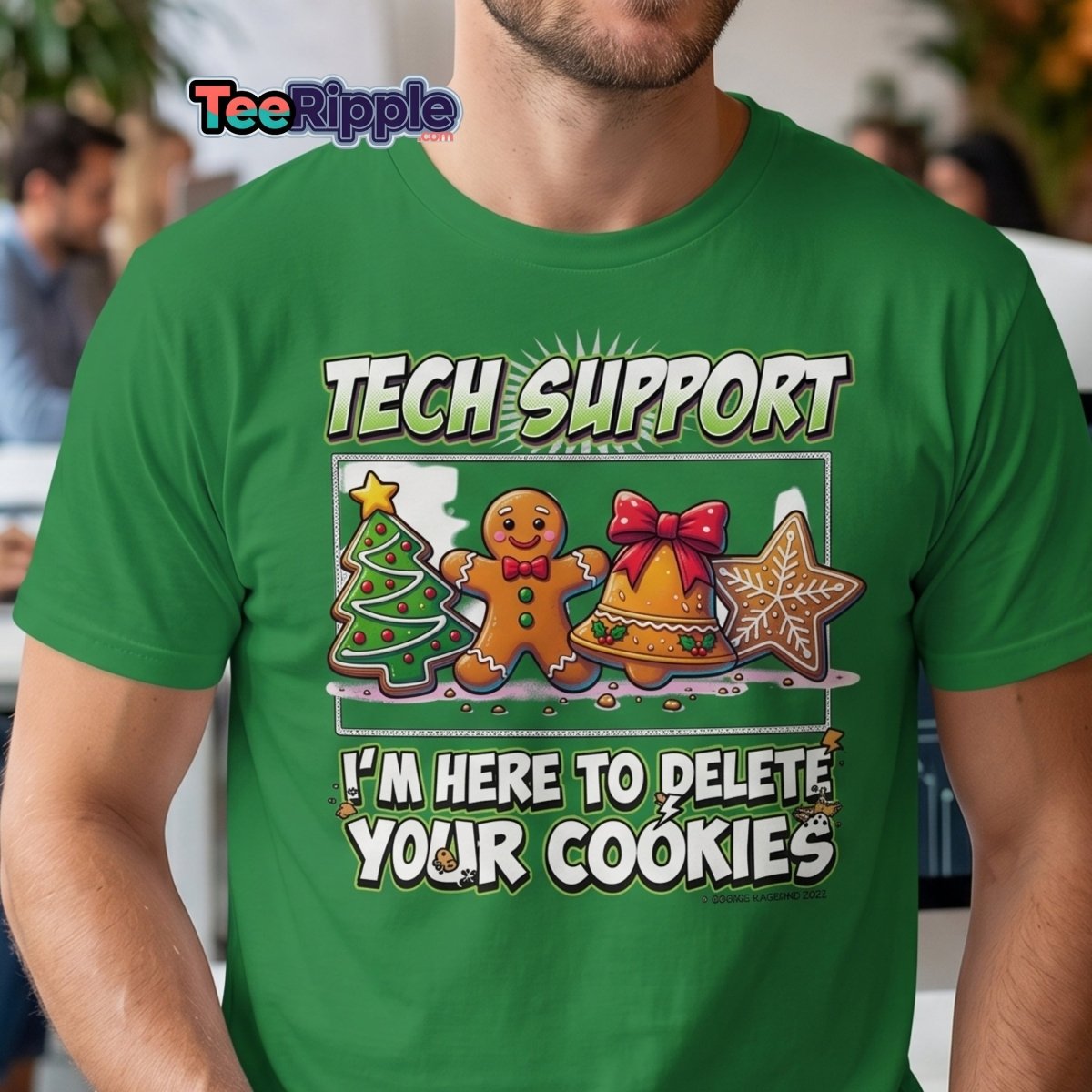 Tech Support Delete Your Cookies Funny Christmas T-Shirt - Maroon - TeeRipple
