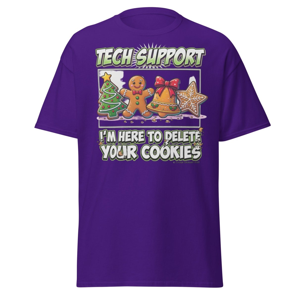 Tech Support Delete Your Cookies Funny Christmas T-Shirt - Purple - TeeRipple