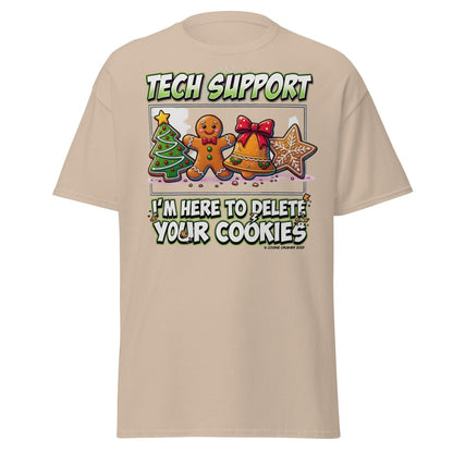 Tech Support Delete Your Cookies Funny Christmas T-Shirt - Sand - TeeRipple