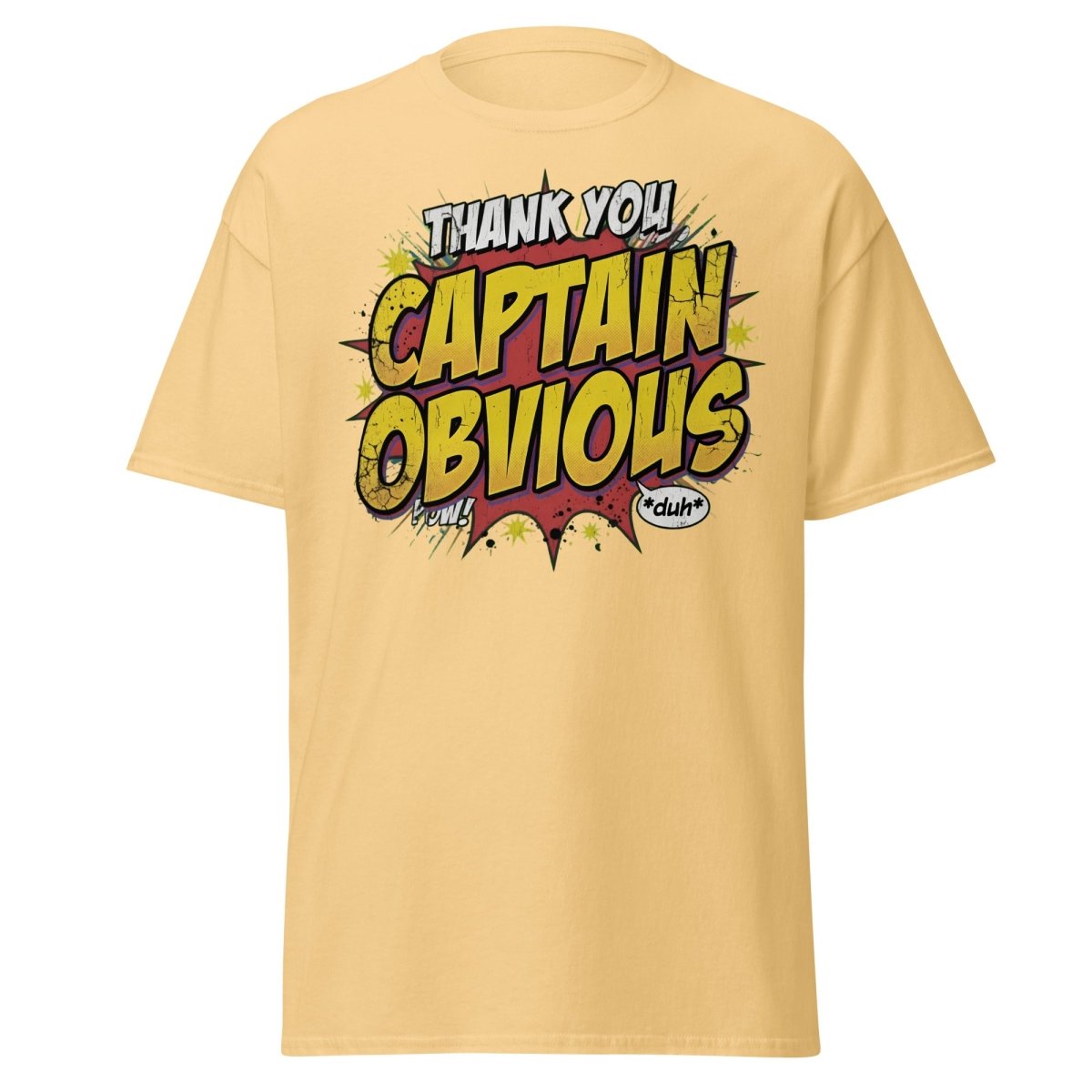 Thank You Captain Obvious T-Shirt – Sarcastic Comic Book Tee - Yellow Haze - TeeRipple