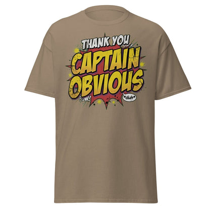 Thank You Captain Obvious T-Shirt – Sarcastic Comic Book Tee - Brown Savana - TeeRipple