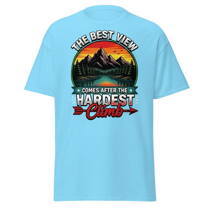 The Best View Comes After The Hardest Climb T-Shirt - Sky - TeeRipple