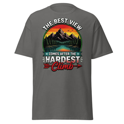 The Best View Comes After The Hardest Climb T-Shirt - Charcoal - TeeRipple