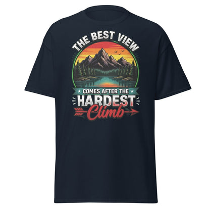 The Best View Comes After The Hardest Climb T-Shirt - Navy - TeeRipple