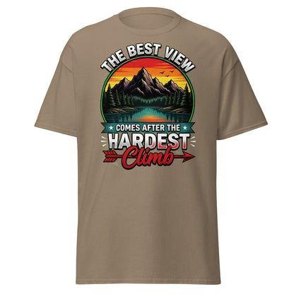 The Best View Comes After The Hardest Climb T-Shirt - Brown Savana - TeeRipple