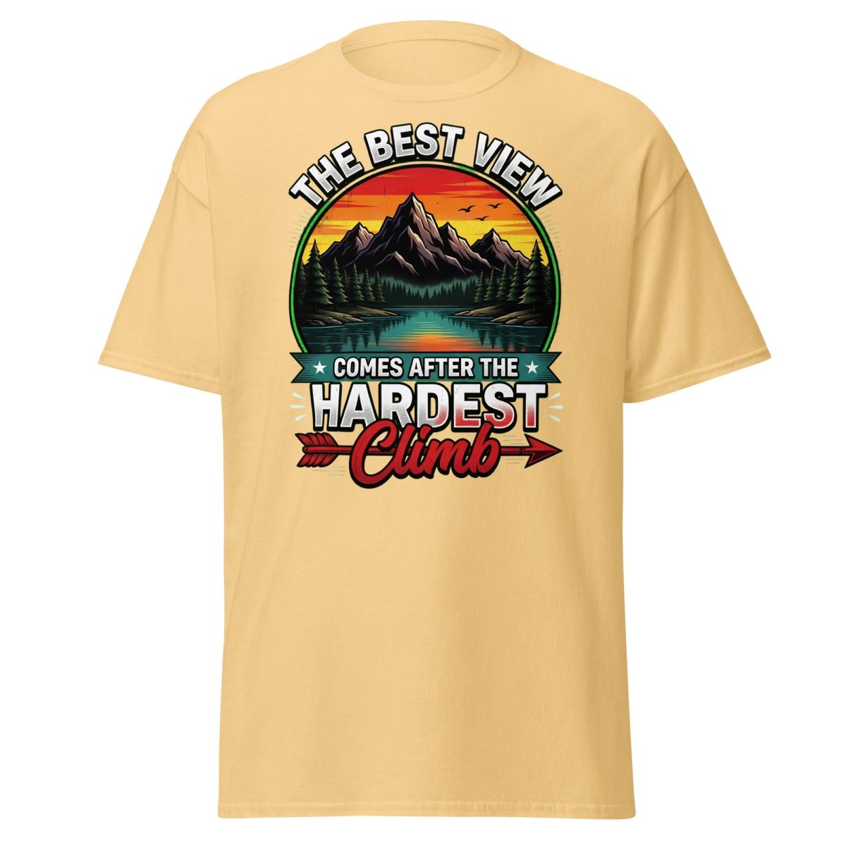 The Best View Comes After The Hardest Climb T-Shirt - Yellow Haze - TeeRipple