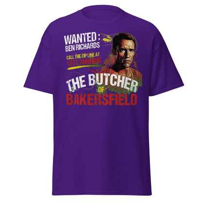 The Butcher of Bakersfield Running Man Arnold T-Shirt - Purple - TeeRipple