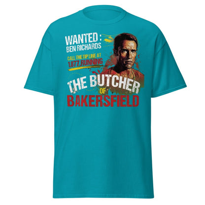 The Butcher of Bakersfield Running Man Arnold T-Shirt - Tropical Blue - TeeRipple