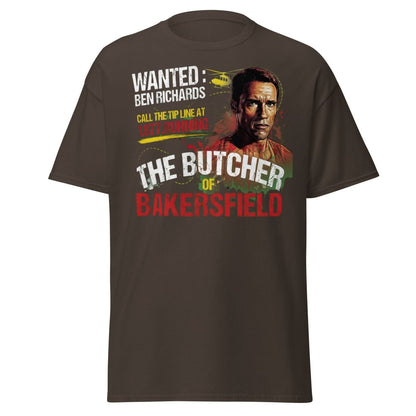 The Butcher of Bakersfield Running Man Arnold T-Shirt - Dark Chocolate - TeeRipple
