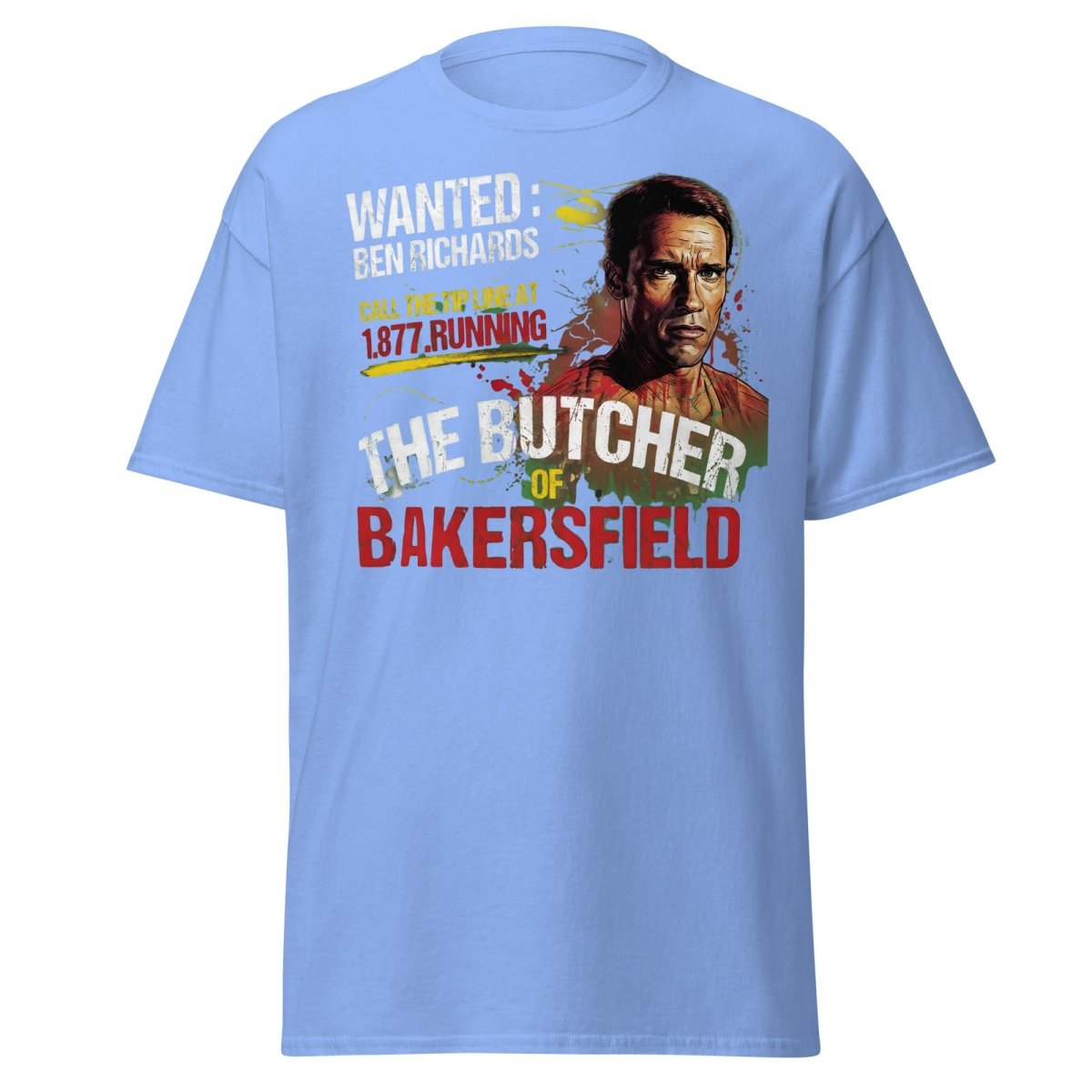 The Butcher of Bakersfield Running Man Arnold T-Shirt - Carolina Blue - TeeRipple