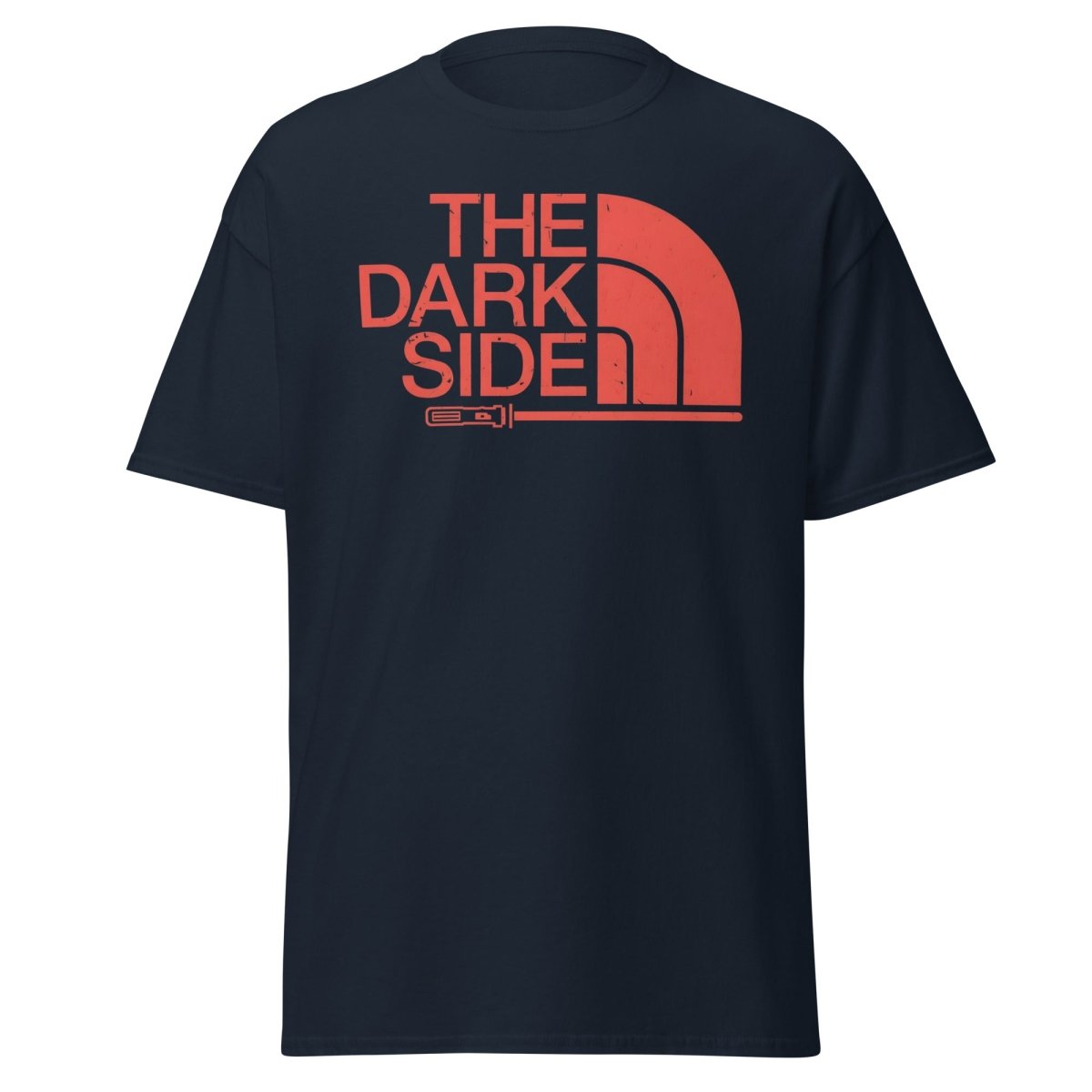 The Dark Side T-Shirt – Bold Red Logo Lightsaber Tee - Navy - TeeRipple