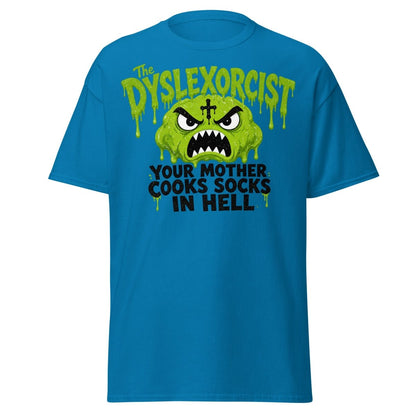 The Dyslexorcist Horror Parody Funny T-Shirt - Sapphire - TeeRipple