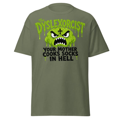 The Dyslexorcist Horror Parody Funny T-Shirt - Military Green - TeeRipple