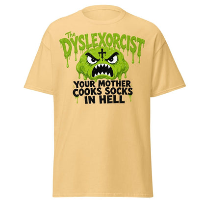 The Dyslexorcist Horror Parody Funny T-Shirt - Yellow Haze - TeeRipple