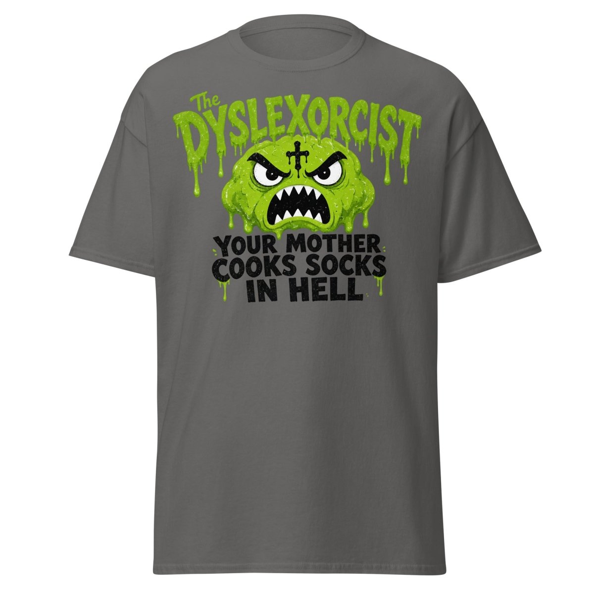 The Dyslexorcist Horror Parody Funny T-Shirt - Charcoal - TeeRipple