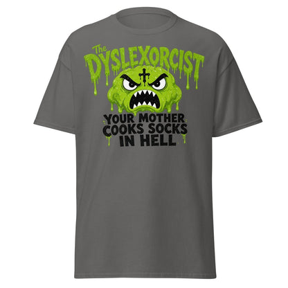 The Dyslexorcist Horror Parody Funny T-Shirt - Charcoal - TeeRipple