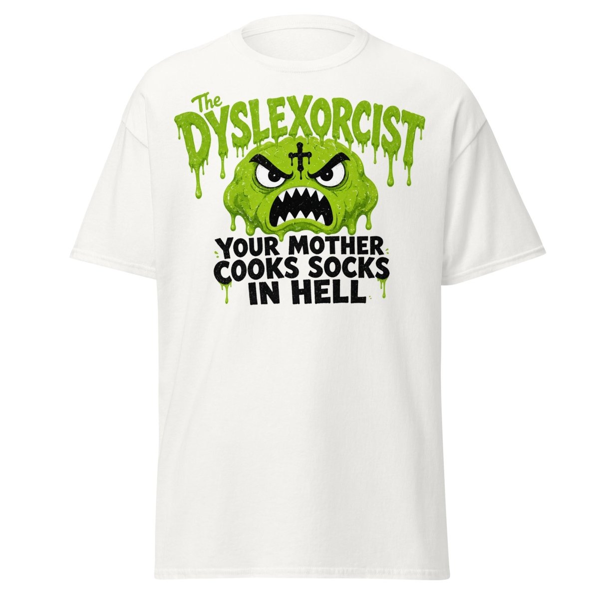 The Dyslexorcist Horror Parody Funny T-Shirt - White - TeeRipple