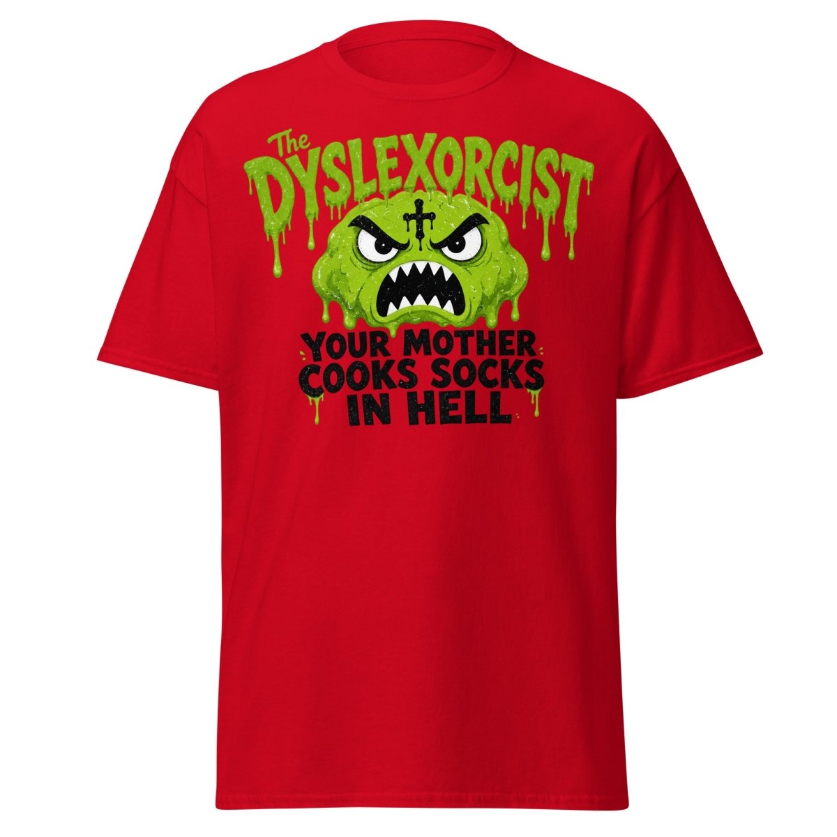 The Dyslexorcist Horror Parody Funny T-Shirt - Red - TeeRipple