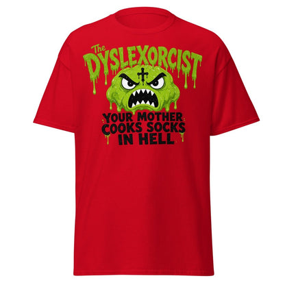The Dyslexorcist Horror Parody Funny T-Shirt - Red - TeeRipple