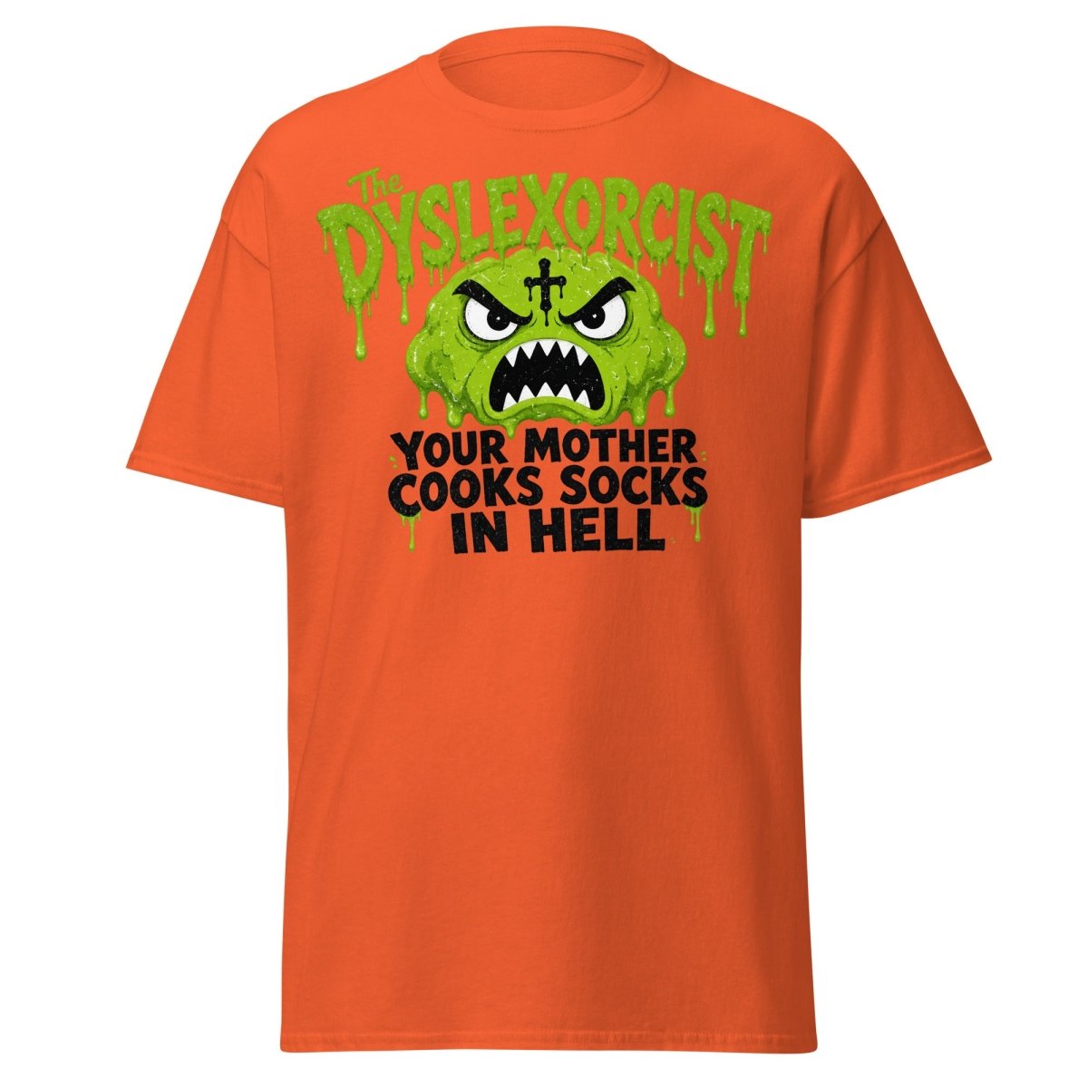 The Dyslexorcist Horror Parody Funny T-Shirt - Orange - TeeRipple