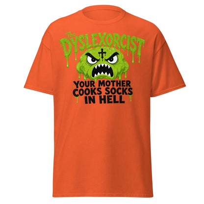 The Dyslexorcist Horror Parody Funny T-Shirt - Orange - TeeRipple