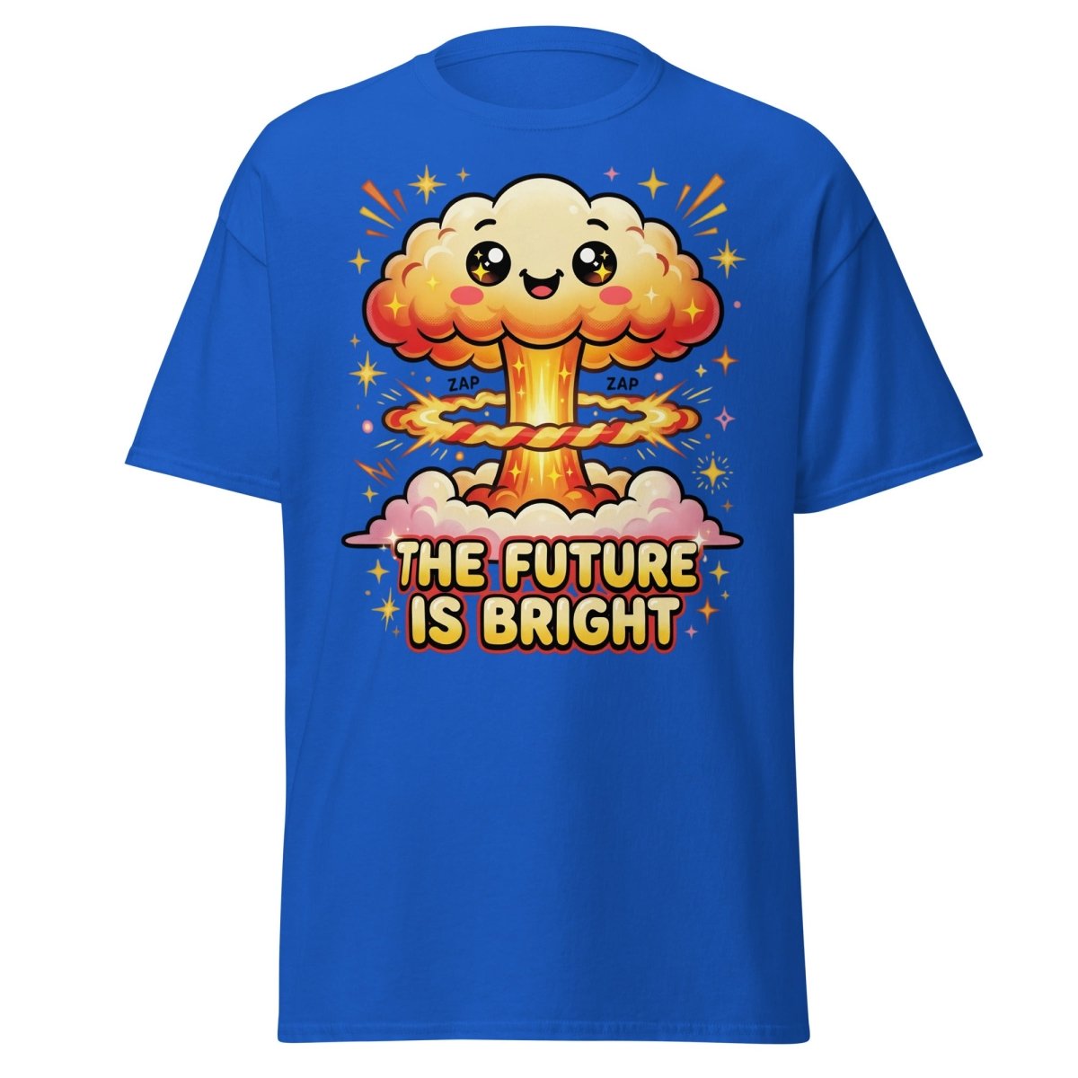 The Future Is Bright Cute Mushroom Cloud T-Shirt - Royal - TeeRipple