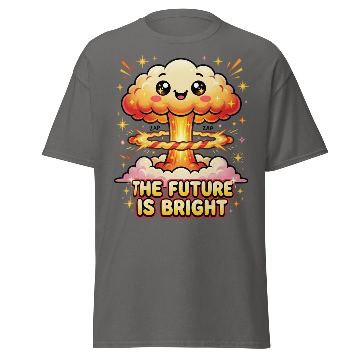The Future Is Bright Cute Mushroom Cloud T-Shirt - Charcoal - TeeRipple