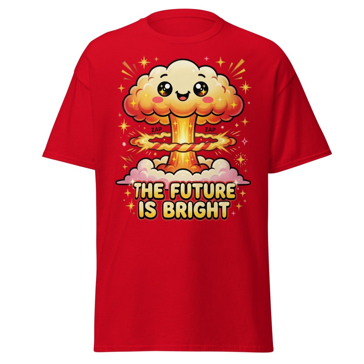The Future Is Bright Cute Mushroom Cloud T-Shirt - Red - TeeRipple