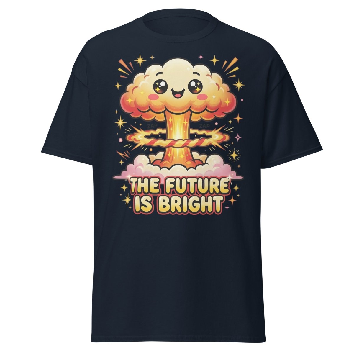 The Future Is Bright Cute Mushroom Cloud T-Shirt - Navy - TeeRipple