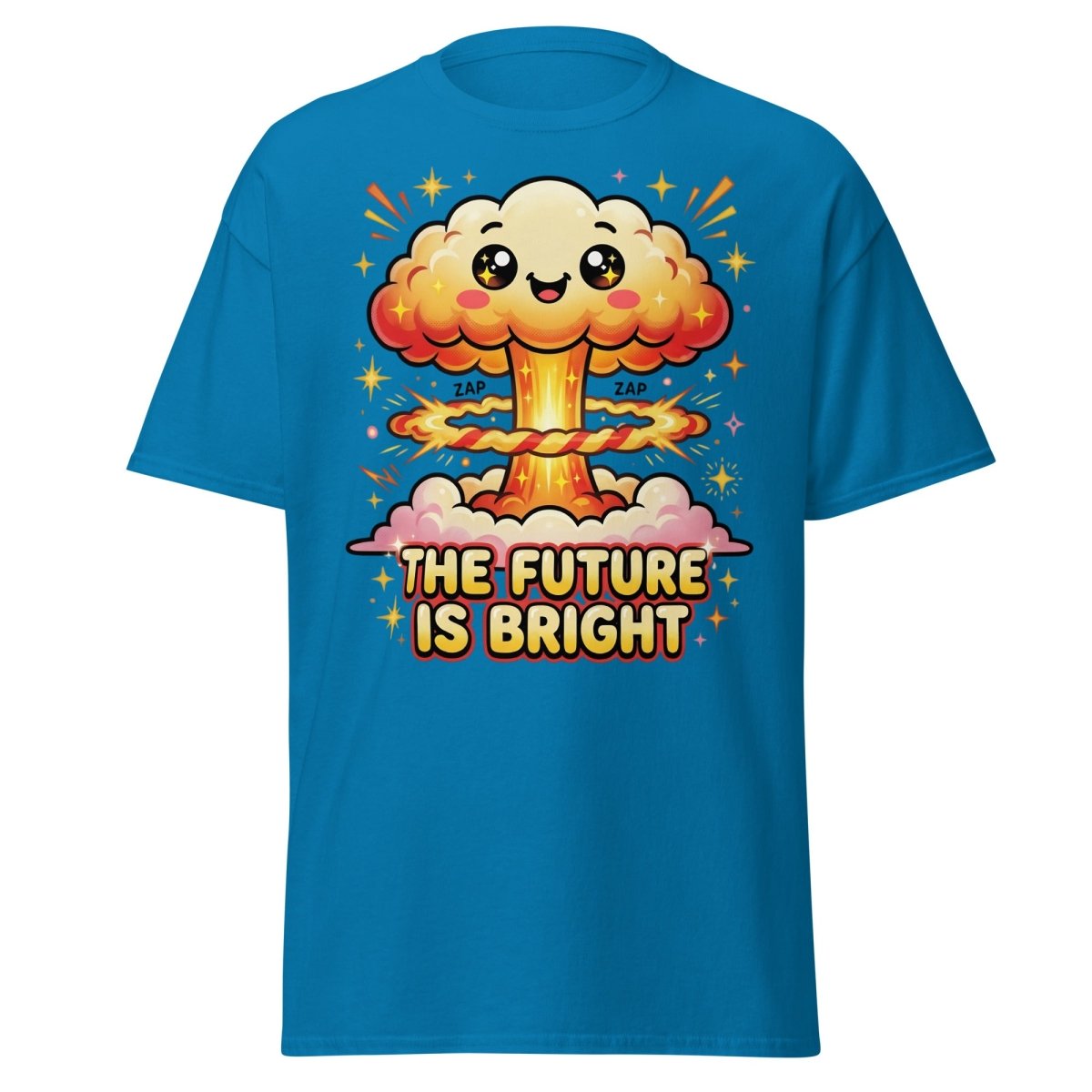 The Future Is Bright Cute Mushroom Cloud T-Shirt - Sapphire - TeeRipple