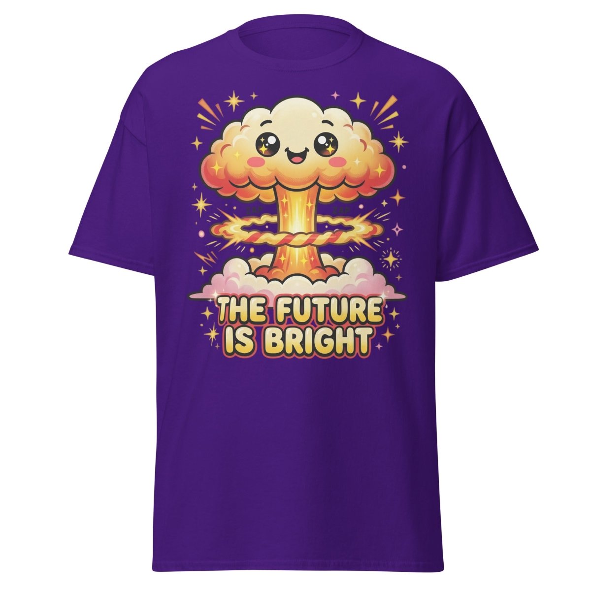 The Future Is Bright Cute Mushroom Cloud T-Shirt - Purple - TeeRipple