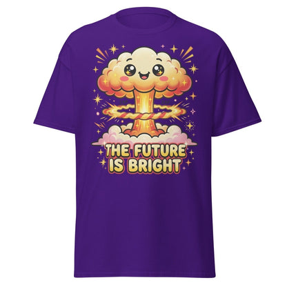 The Future Is Bright Cute Mushroom Cloud T-Shirt - Purple - TeeRipple