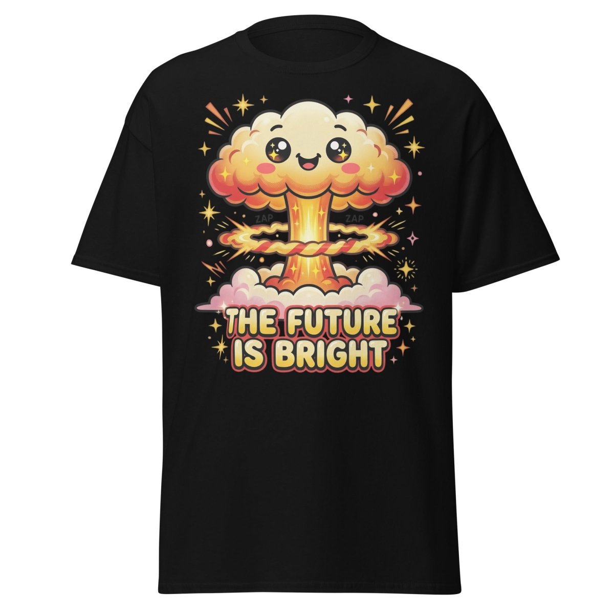 The Future Is Bright Cute Mushroom Cloud T-Shirt - Black - TeeRipple