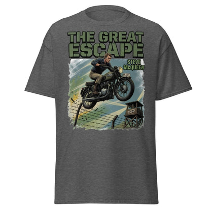 The Great Escape Steve McQueen Motorcycle T-Shirt - Dark Heather - TeeRipple