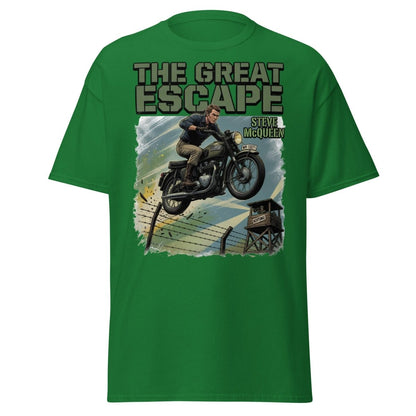The Great Escape Steve McQueen Motorcycle T-Shirt - Turf Green - TeeRipple