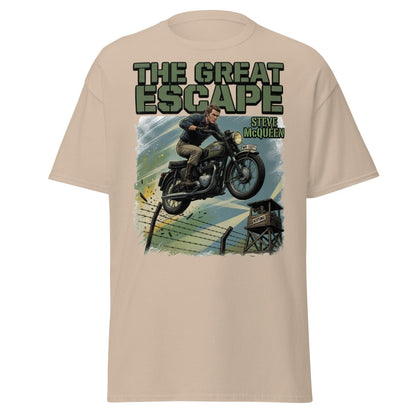 The Great Escape Steve McQueen Motorcycle T-Shirt - Sand - TeeRipple