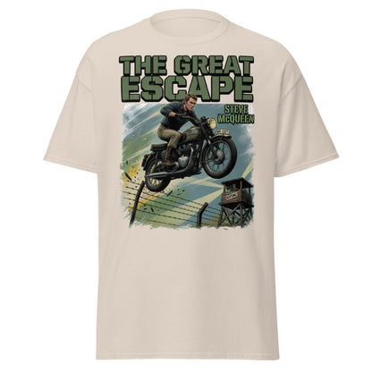 The Great Escape Steve McQueen Motorcycle T-Shirt - Natural - TeeRipple