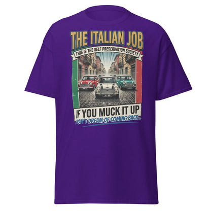 The Italian Job Mini Cooper T-Shirt - Self Preservation Society - Purple - TeeRipple