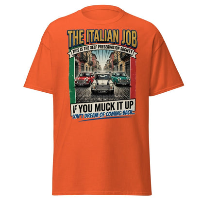 The Italian Job Mini Cooper T-Shirt - Self Preservation Society - Orange - TeeRipple