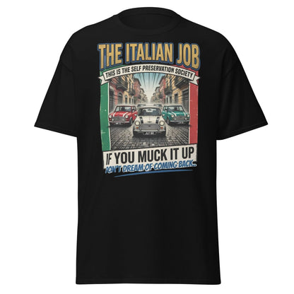 The Italian Job Mini Cooper T-Shirt - Self Preservation Society - Black - TeeRipple