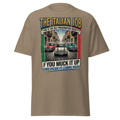 The Italian Job Mini Cooper T-Shirt - Self Preservation Society - Brown Savana - TeeRipple
