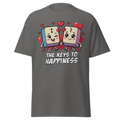 The Keys to Happiness Cute Keys Love T-Shirt - Charcoal - TeeRipple